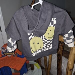 Kids' Gray Hoodie with Smiley Design
